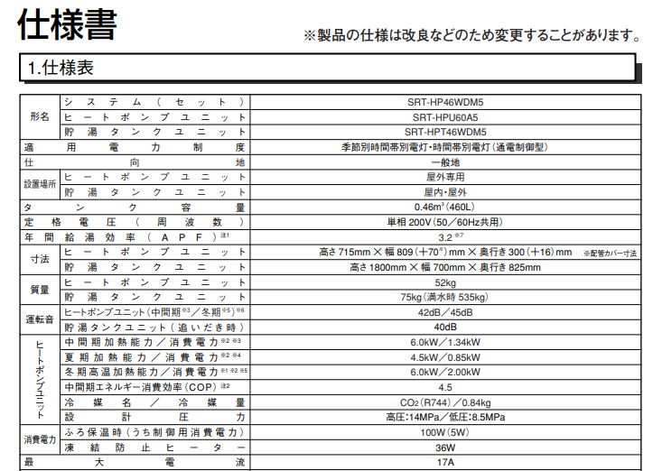 三菱SRT-HP46WDM5からエコキュート交換、修理、取替えをご検討の方へ