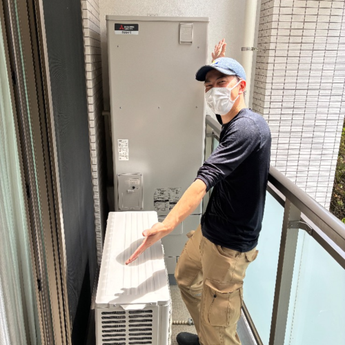 タカラスタンダード電気温水器EM-3752KU-FAから三菱エコキュートSRT-S377|エコキュート交換工事|東京都品川区上大崎|マンション|オープンレジデンス白金台|電気温水器からエコキュート