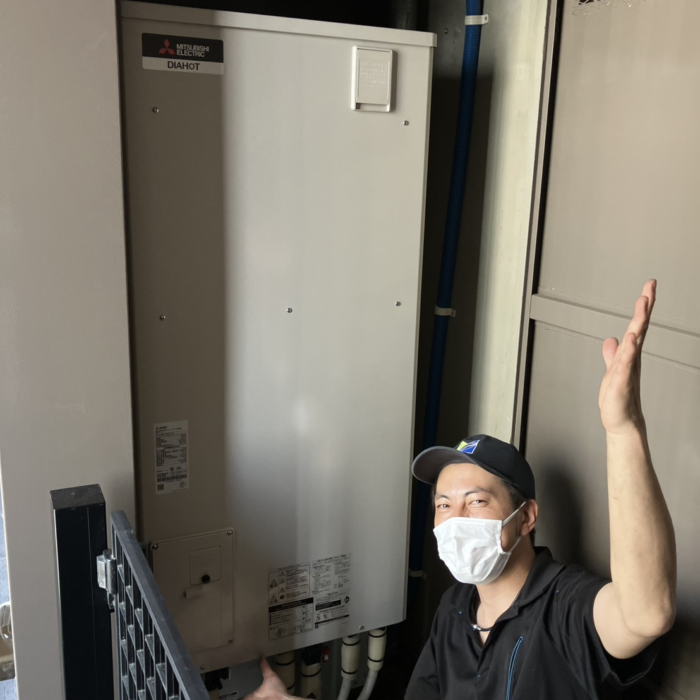 パナソニックエコキュートHE-K37BQから三菱エコキュートSRT-S377U｜エコキュート交換工事｜埼玉県さいたま市大宮区下町｜マンション｜ザライオンズ大宮ウェリスレジデンス