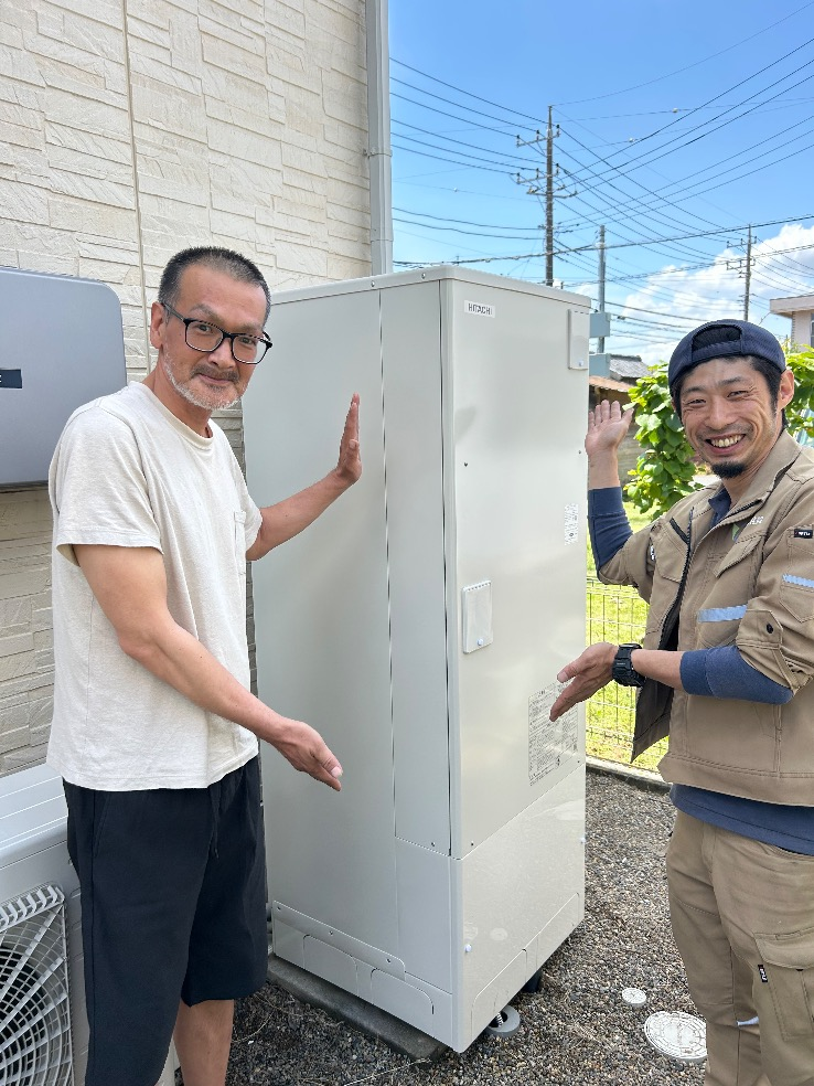 三菱エコキュートSRT-HPT37W5から日立エコキュートBHP-FG37XU|エコキュート交換工事|茨城県かすみがうら市|