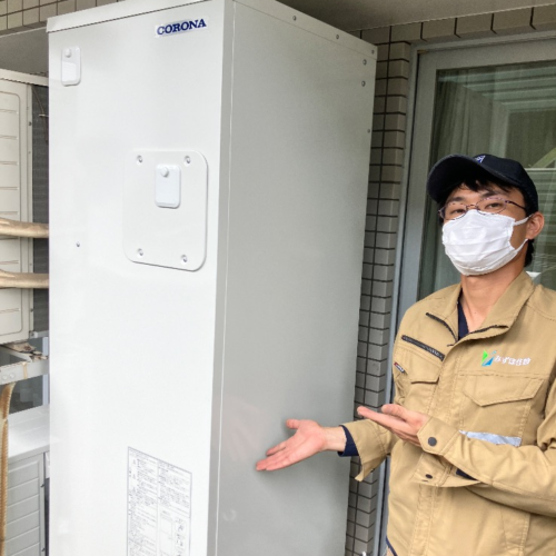 長府エコキュートEHP-3135GPXH-SからコロナエコキュートCHP-S30AZ1-12｜エコキュート交換工事｜埼玉県坂戸市関間｜マンション｜ファーストレジデンス若葉