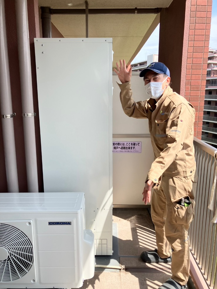 コロナエコキュートCHP-H3014AからコロナエコキュートCHP-S30AZ1-12｜エコキュート交換工事｜千葉県我孫子市我孫子｜マンション｜グランレジデンス