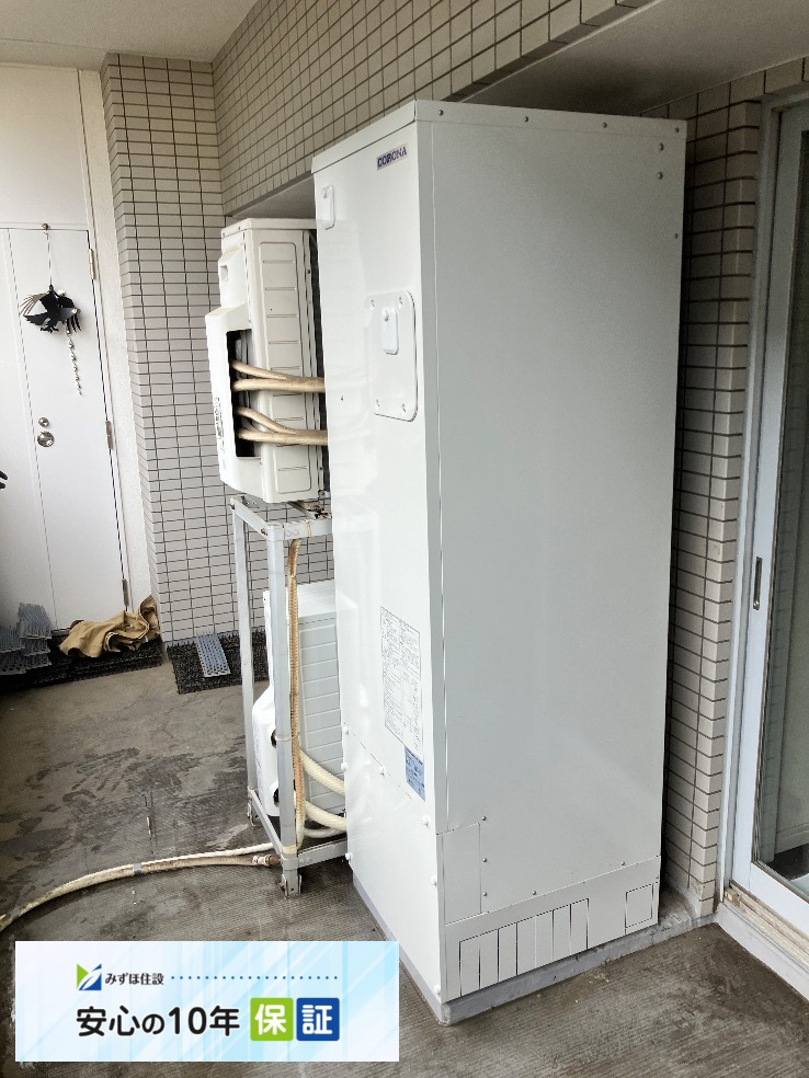 長府エコキュートEHP-3135GPXH-SからコロナエコキュートCHP-S30AZ1-12｜エコキュート交換工事｜埼玉県坂戸市関間｜マンション｜ファーストレジデンス若葉