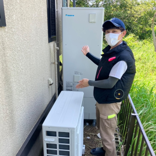 コロナエコキュートCFT-37MJ1からダイキンエコキュートEQX37ZFV|エコキュート交換工事|千葉県山武郡横芝光町原方