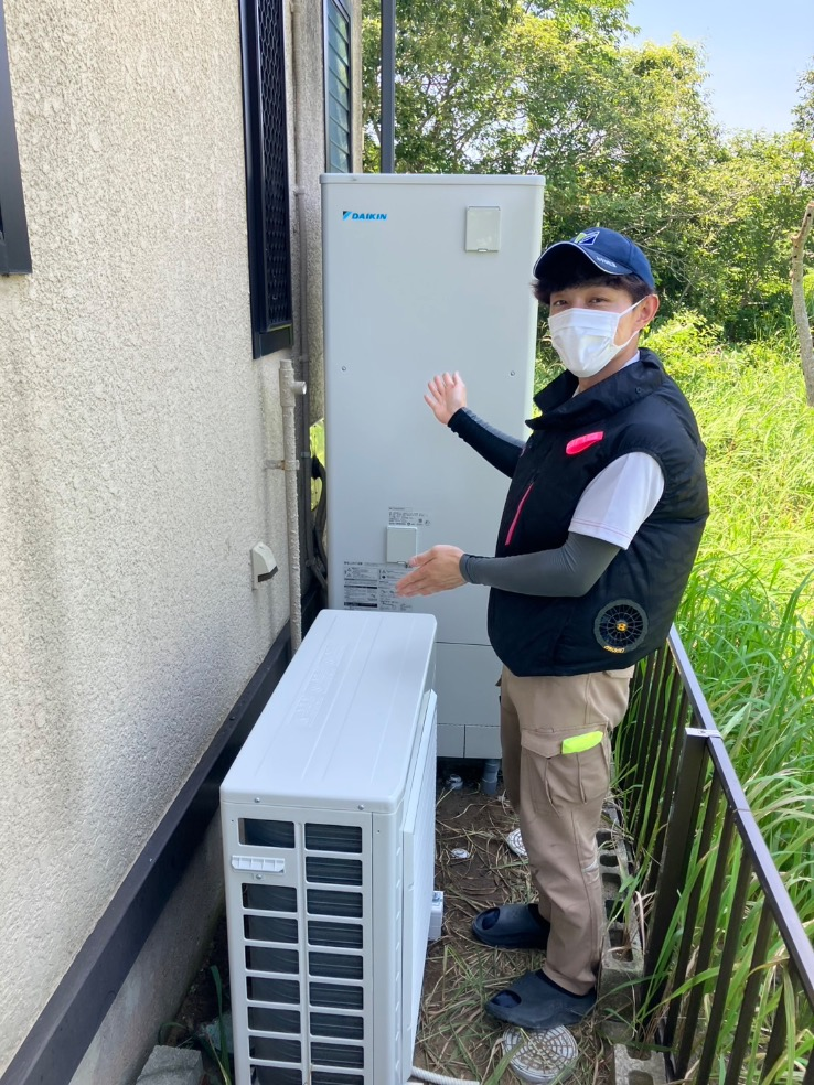 コロナエコキュートCFT-37MJ1からダイキンエコキュートEQX37ZFV｜エコキュート交換工事｜千葉県山武郡横芝光町原方