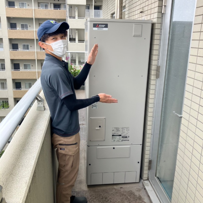 コロナエコキュートCTU-H3714AZから三菱エコキュートSRT-S377 ｜エコキュート交換工事｜東京都足立区｜マンション｜グランスイートハートアイランド