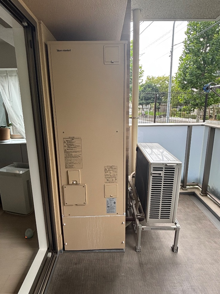 タカラエコキュートEC-3006KU-FANEから三菱エコキュートSRT-W306D-BS2|エコキュート交換工事|神奈川県横浜市金沢区富岡東|マンション|テラス横浜富岡