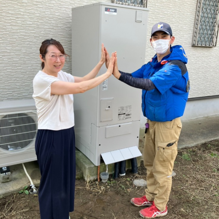 三菱エコキュートSRT-HPT37W5から三菱エコキュートSRT-S377｜エコキュート交換工事｜埼玉県久喜市八甫｜